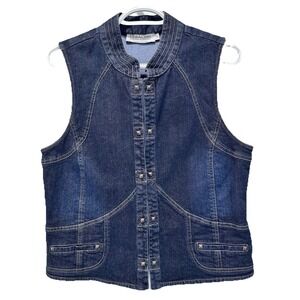 VTG Y2K‎ Western Tribal Women's Large Studs Denim Fitted Jean Stretch Hook Eye